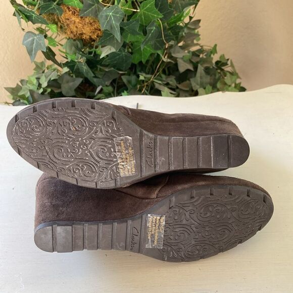 Clarks Artisan Rosepoint Dew Lace-Up Leather Suede Wedge Bootie Size 6M - Picture 6 of 11